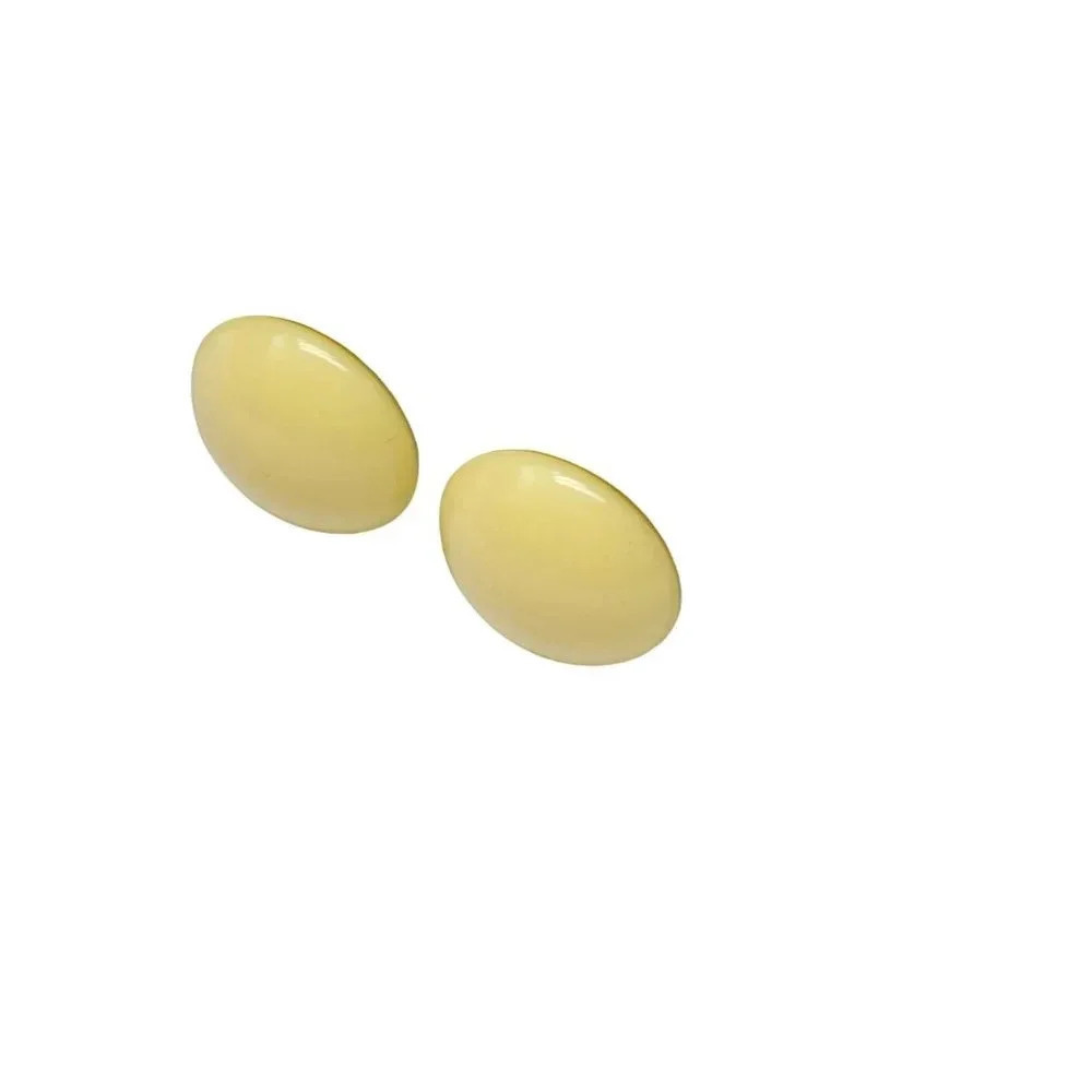 Richelieu Yellow Button Dome Screw Back Earrings Gold Tone Vintage - Picture 3 of 6